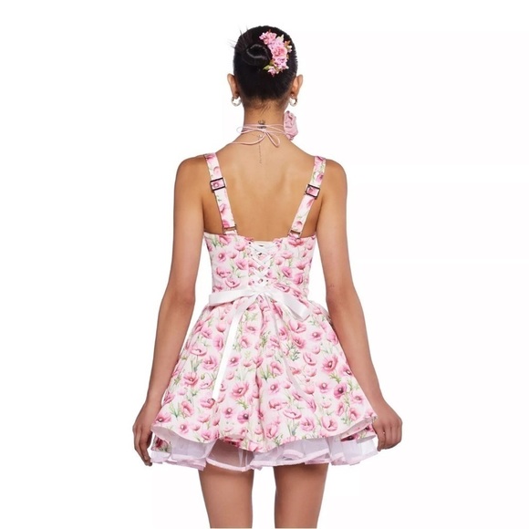 Sugar Thrillz Dolls Kill White Pink Floral Magic Moves Corset Dress Size XXL - Picture 6 of 9